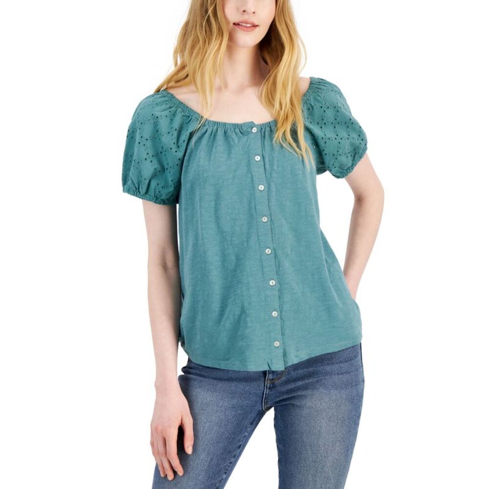 Style & Co Petite Cotton Off The Shoulder Top